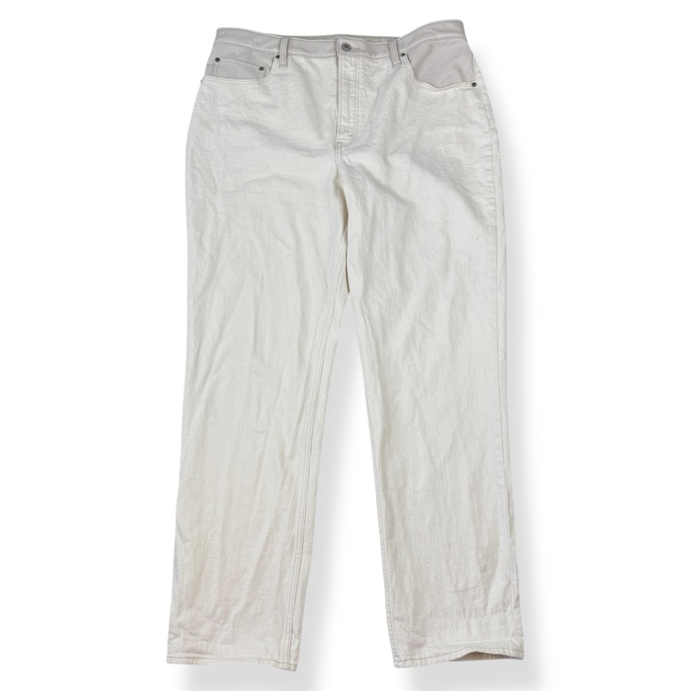 Abercrombie &‎ Fitch Jeans 34 18 Off White 90's Straight Ultra High Faux Leather